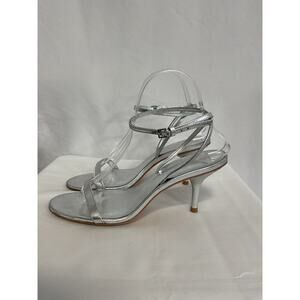 Reformation 'Selina' Silver Heeled Sandal Size 7.5